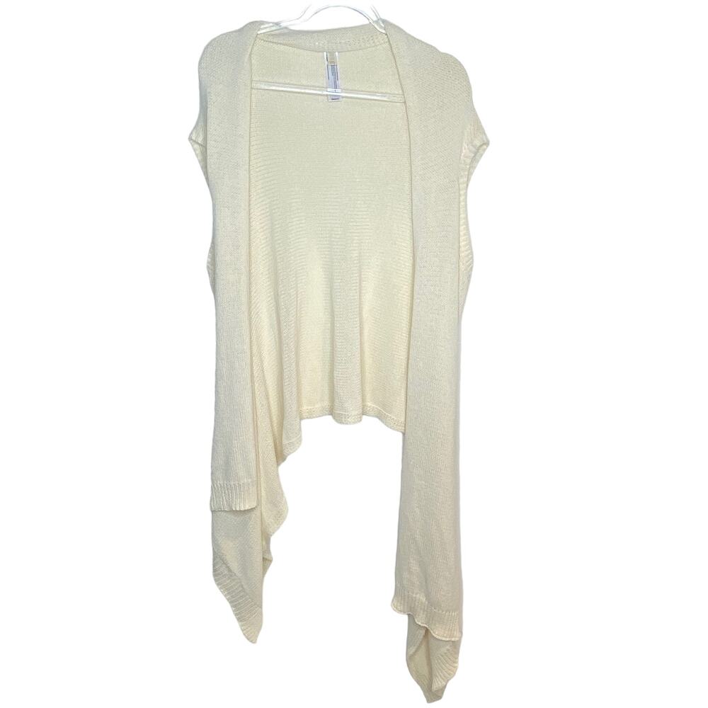 Eileen Fisher Womens Size L/XL Cream Sweater Vest Open Cardigan Cotton Blend‎